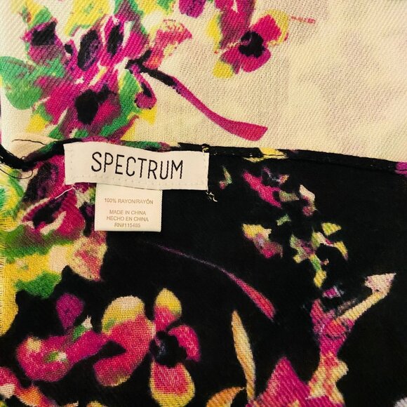 #4815 SPECRUM Black multi color Rayon scarf 38x21 - Picture 4 of 5